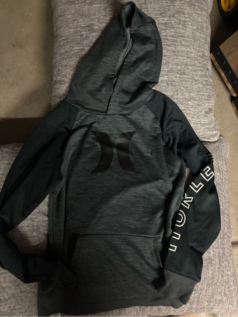 Hurley Dark Heather Gray and Black Logo Pullover Hoodie